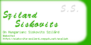 szilard siskovits business card